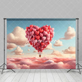 Aperturee - Aperturee Atmosphere Cloud Red Heart Hot Air Balloon Backdrop